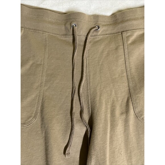 White Stag Crop Pants Large 12/14 Tan Khaki Pull On Pockets Cuffed Leg Hems - Picture 4 of 6